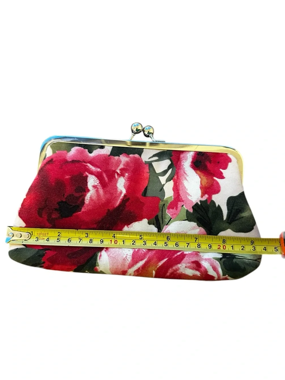 Floral Kisslock Clutch - Red & Pink Floral Print